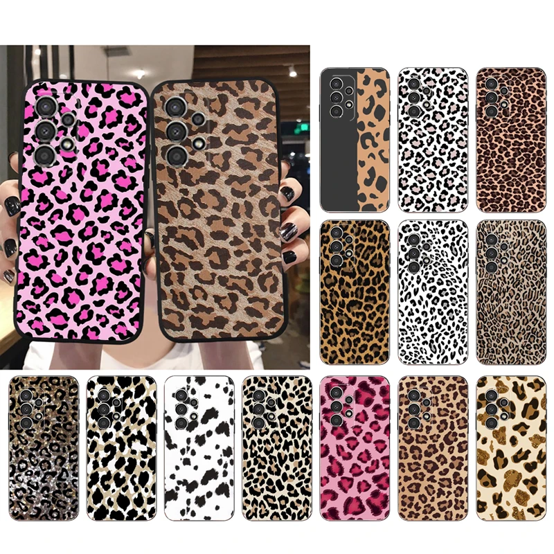 

Phone Case for Samsung Galaxy A73 A53 A13 A22 A12 A32 A71 A21S A33 A52 A72 A23 A51 A31 M31 Pink leopard Print Case