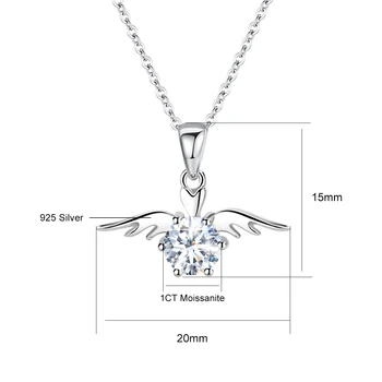 You Angel Wings 1ct 6.5mm Moissanite Necklace - Solid Silver 925 Jewelry 5