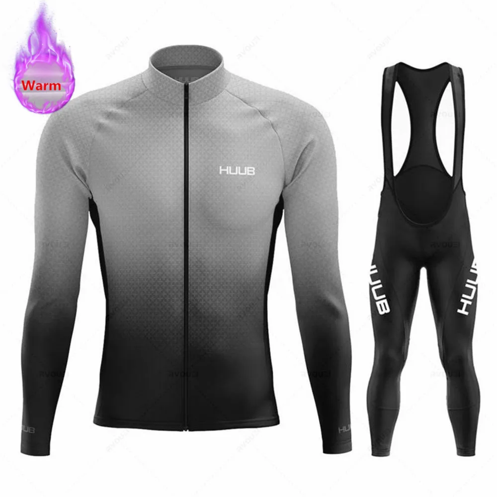 

2022 Huub Team Winter Thermal Fleece Cycling Jersey Set Racing Bike Suit Mountian Bicycle Clothing Ropa Maillot Ciclismo Hombre