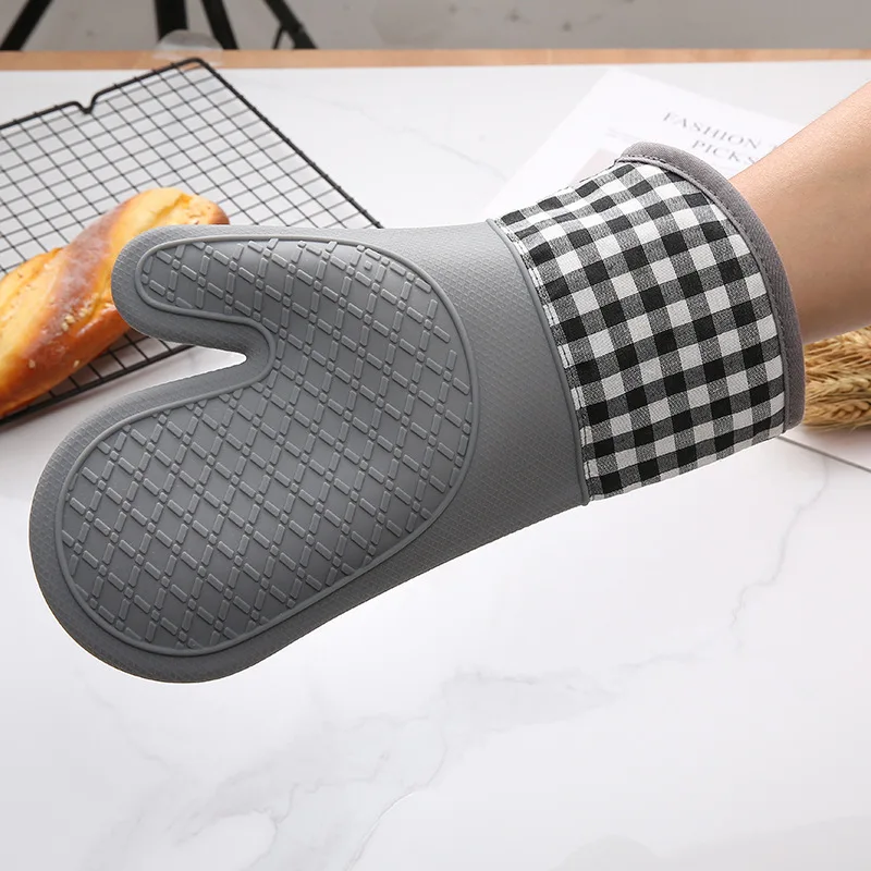 

Insulated Oven Gloves Baking Tools Silicone Non-Slip Kitchen Two Finger Oven Gloves