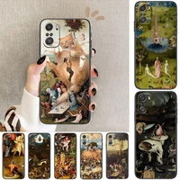 hieronymus bosch art painting phone case for xiaomi redmi 11 lite pro ultra 10 9 8 mix 4 fold 10t black cover silicone back pret