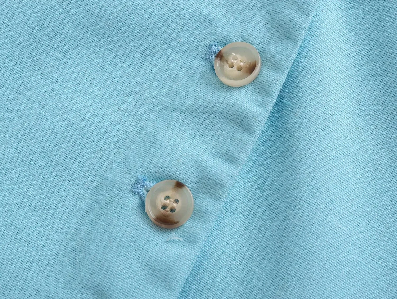 Withered 2023 Fashion Retro Breasted Sky Blue Sleeveless Blazer Linen Vest Women Tops