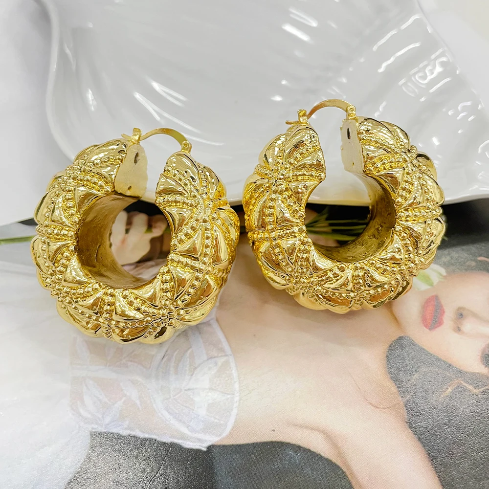 

Trendy Fashion Earrings Banquet Lady Golden Big Drop Women Gold Plated Fashion Brass Earring For Girls Hoop Golden Hoop Earring