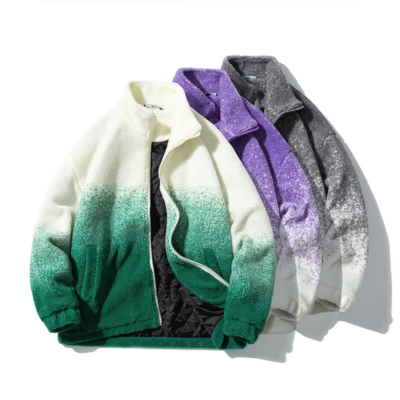 Winter Jacket Men Warm Fashion Gradual Color Thickened Lamb Hair Jacket Men Streetwear Korean Loose Thick Short Coat Mens Parker