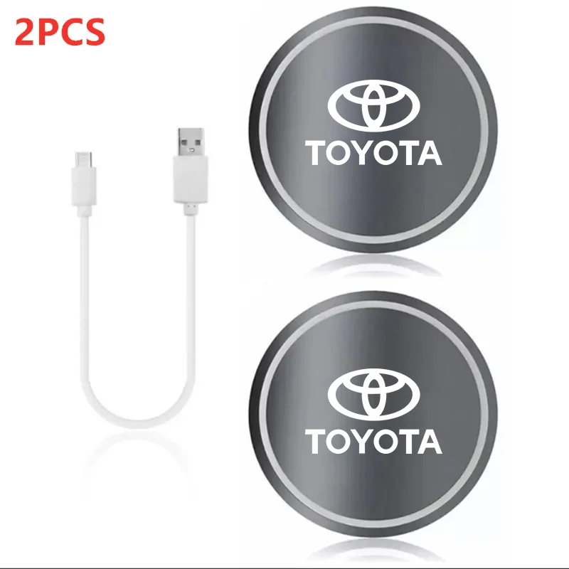 

7-цветный светодиодный автомобильный подстаканник, светящаяся подставка для чашки с водой, подставка для Toyota Camry Prado Auris Yaris Corolla Prius Rav4 CHR Hilux