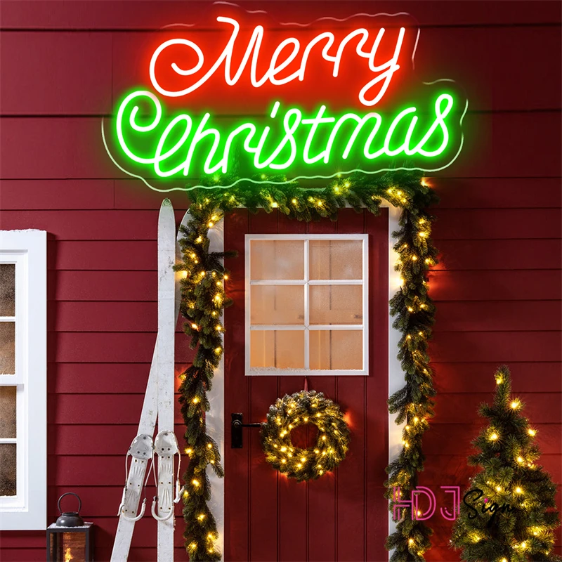 

Рождественская неоновая световая вывеска 2022, украшение для дома на новый год 2023, неоновая светодиодная вывеска для комнаты, спальни, декор д...