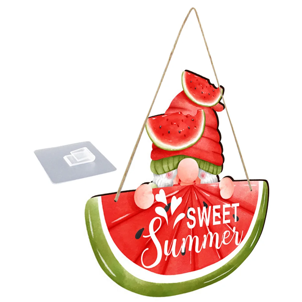 

Summer Themed Indoors Hanging Plaque Colorful Watermelon Pattern Hanging Sign Window Wooden Sign