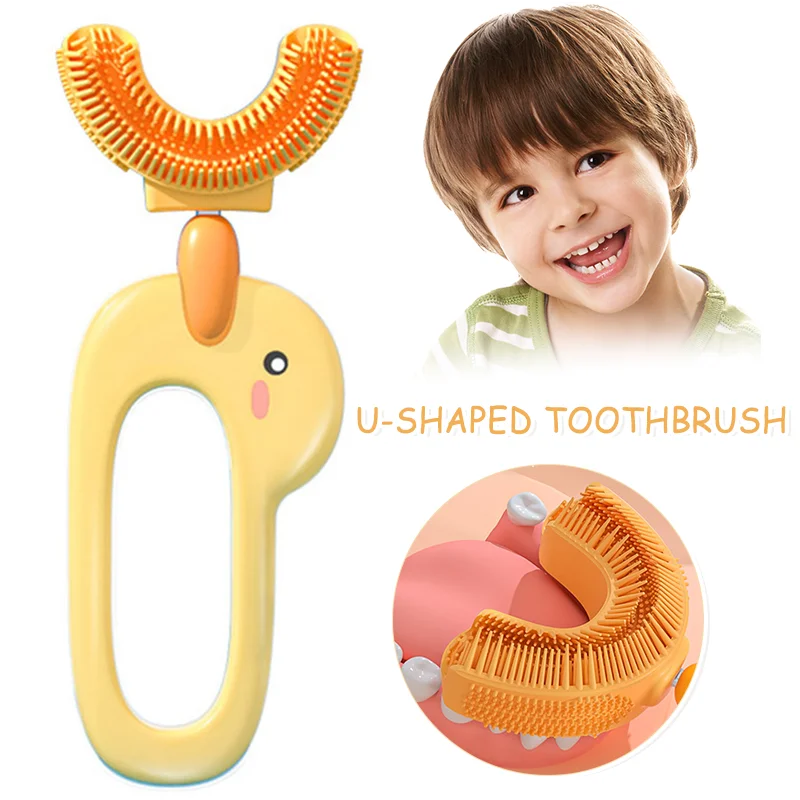 

Manual U Shaped Toothbrush Soft Silicone Brush Head 360° Oral Teeth Cleaning for Toddlers Kids B99