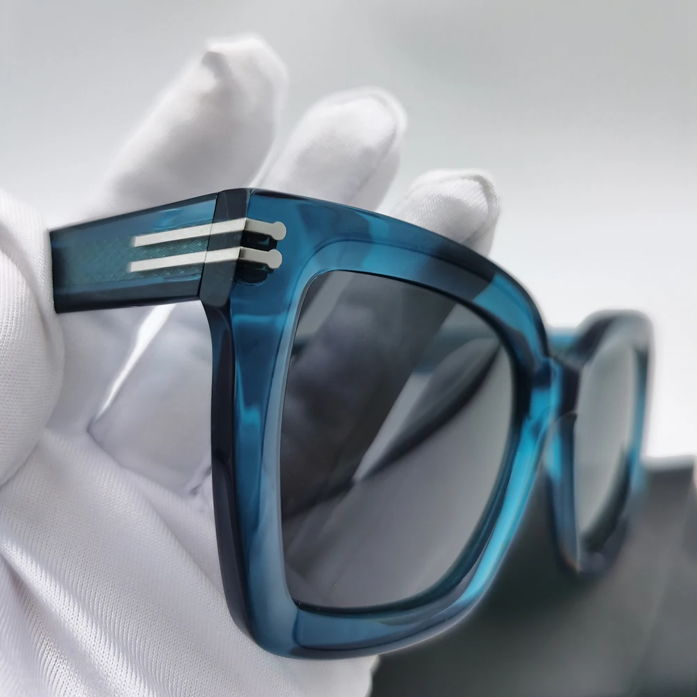 Женские солнцезащитные очки с поляризацией ацетатные квадратные кошачий глаз в