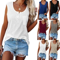 2022 sleeveless solid color casual top womens summer new loose bottoming vest female