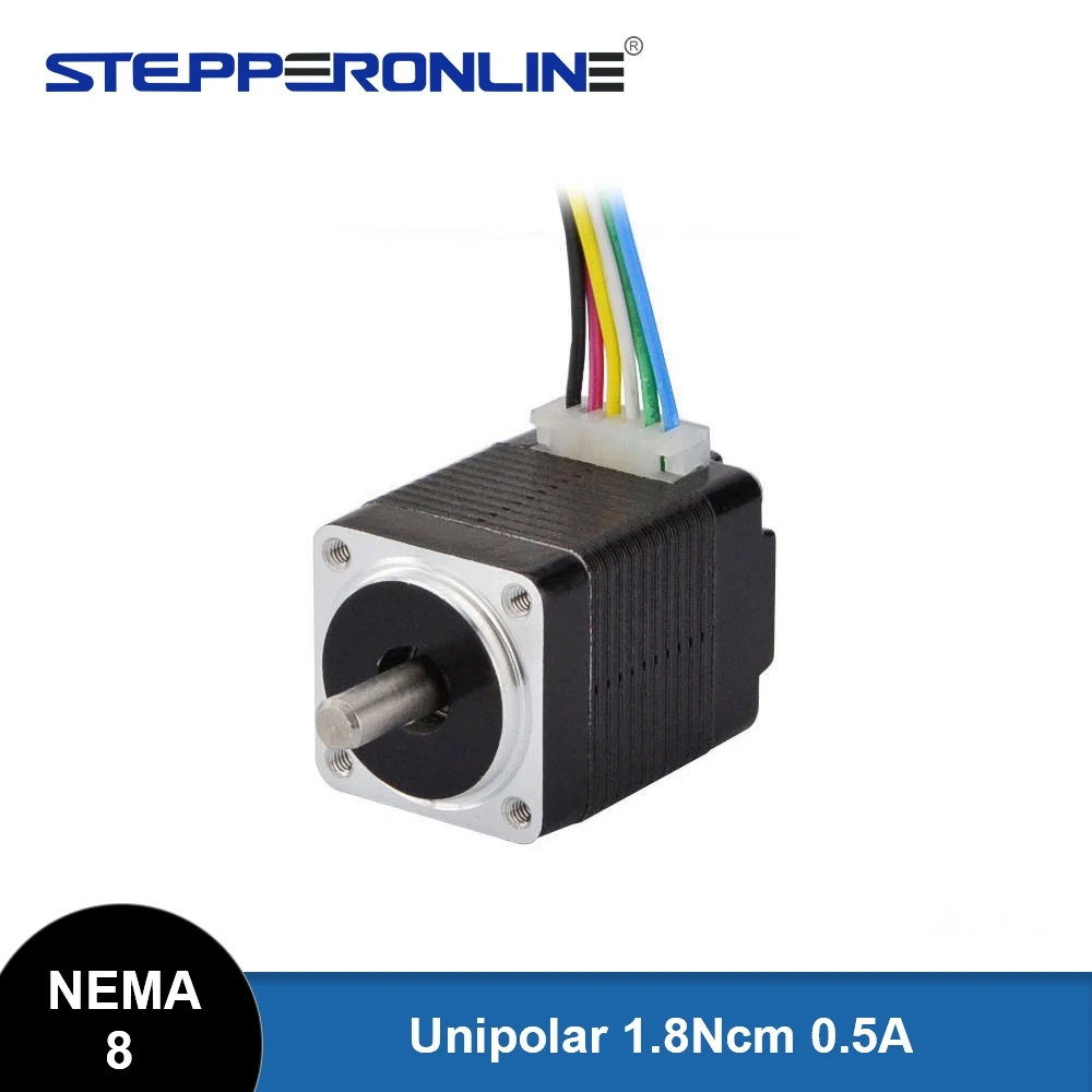 

STEPPERONLINE Nema 8, шаговый двигатель, униполярный, 1,8 Нсм, 0,5 А, 20x20x30 мм, 1,8 градуса, 6 проводов для 3D-принтера с ЧПУ «сделай сам»