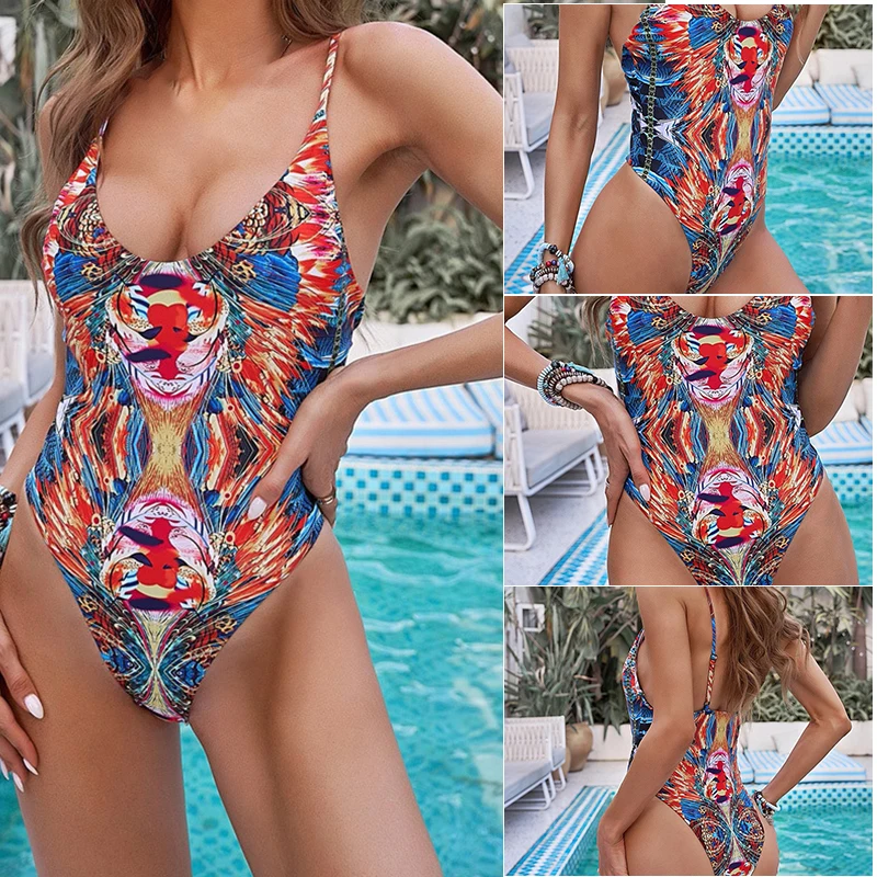 

One-Piece Swimsuit for Women Summer Boho Sexy Bikini Tight Beach Swimsuit Summer Beach Swimming Pool One-Piece Swimsuit ED889