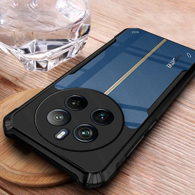 Прозрачная акриловая армированная деталь для Realme 12 Pro + искусственная мягкая