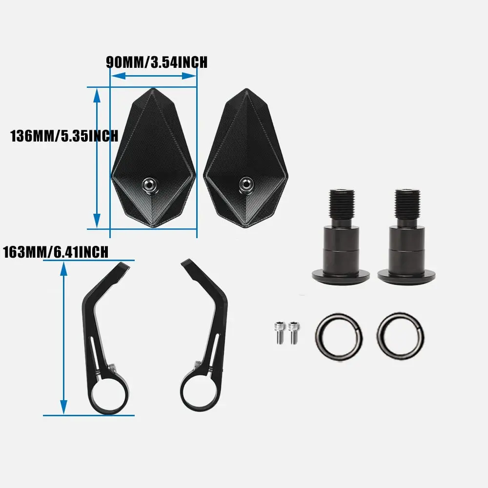 Зеркало заднего вида из алюминиевого сплава для мотоцикла с ручкой