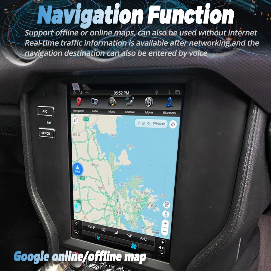 Автомагнитола 10 4 дюймов Android 13 автомобильный Carplay стерео экран Tesla для Ford Mustang