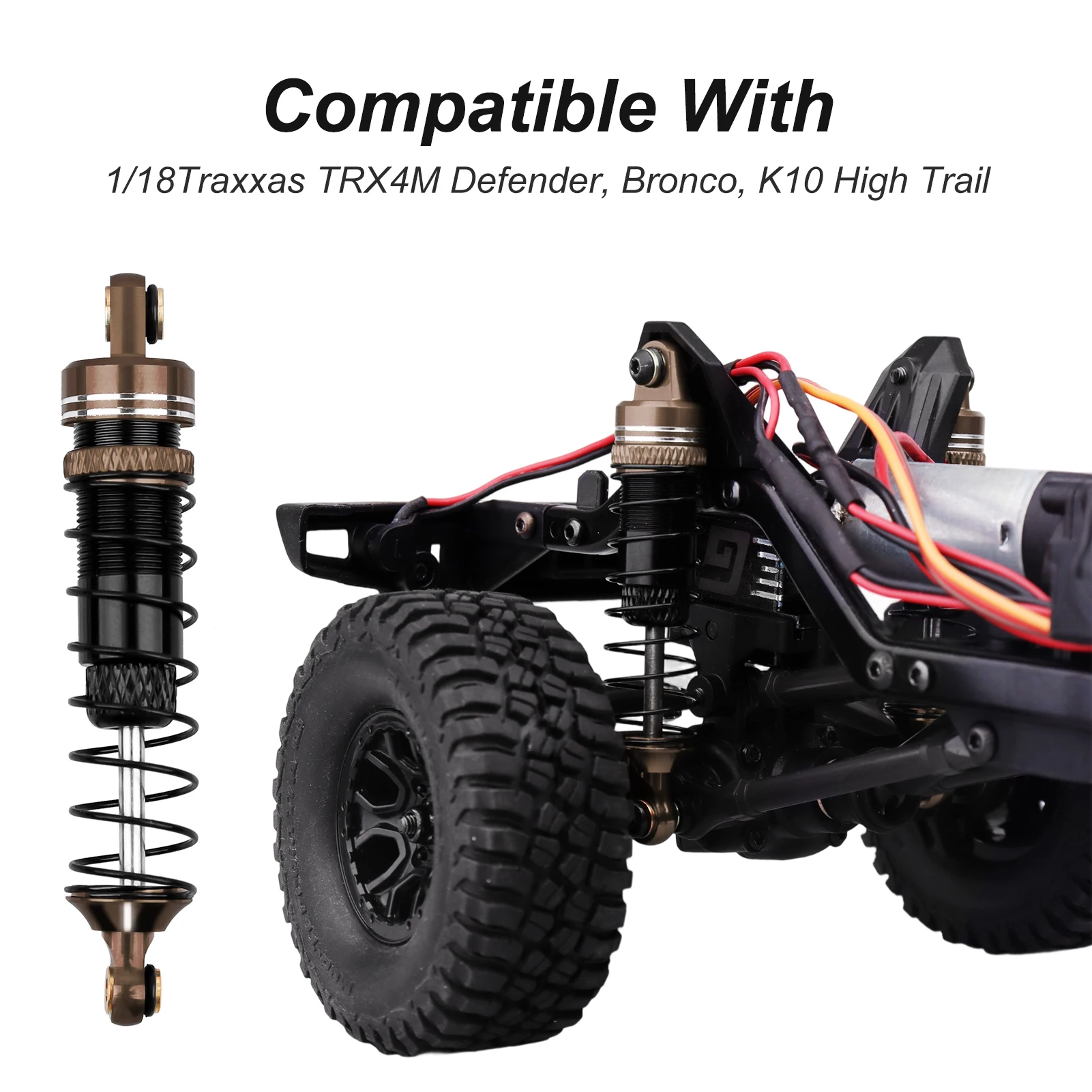 Фото Алюминиевые амортизаторы HobbyPark 59 мм для радиоуправляемого краулера TRX4M 1/18, регулируемые передние и задние амортизаторы с регулируемыми креплениями №5