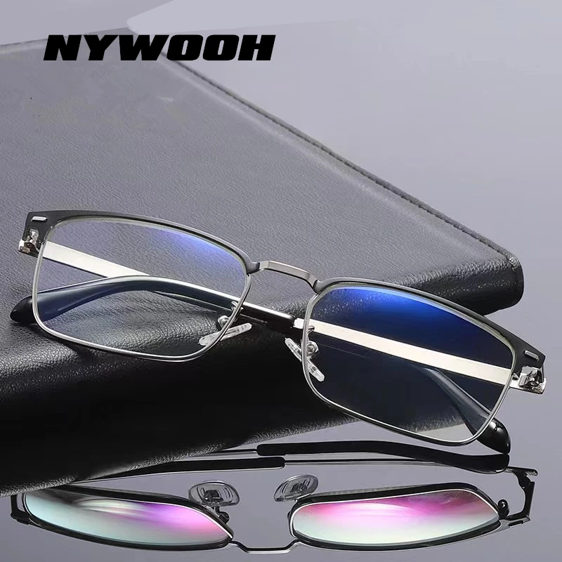 Очки для чтения NYWOOH с защитой от синего света мужские деловые очки из сплава