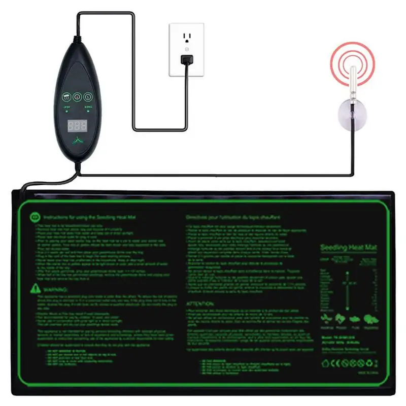 

Нагревательный коврик для растений, безопасный и прочный тепловой мат для рассады с цифровым дисплеем, водонепроницаемая грелка для домашних растений
