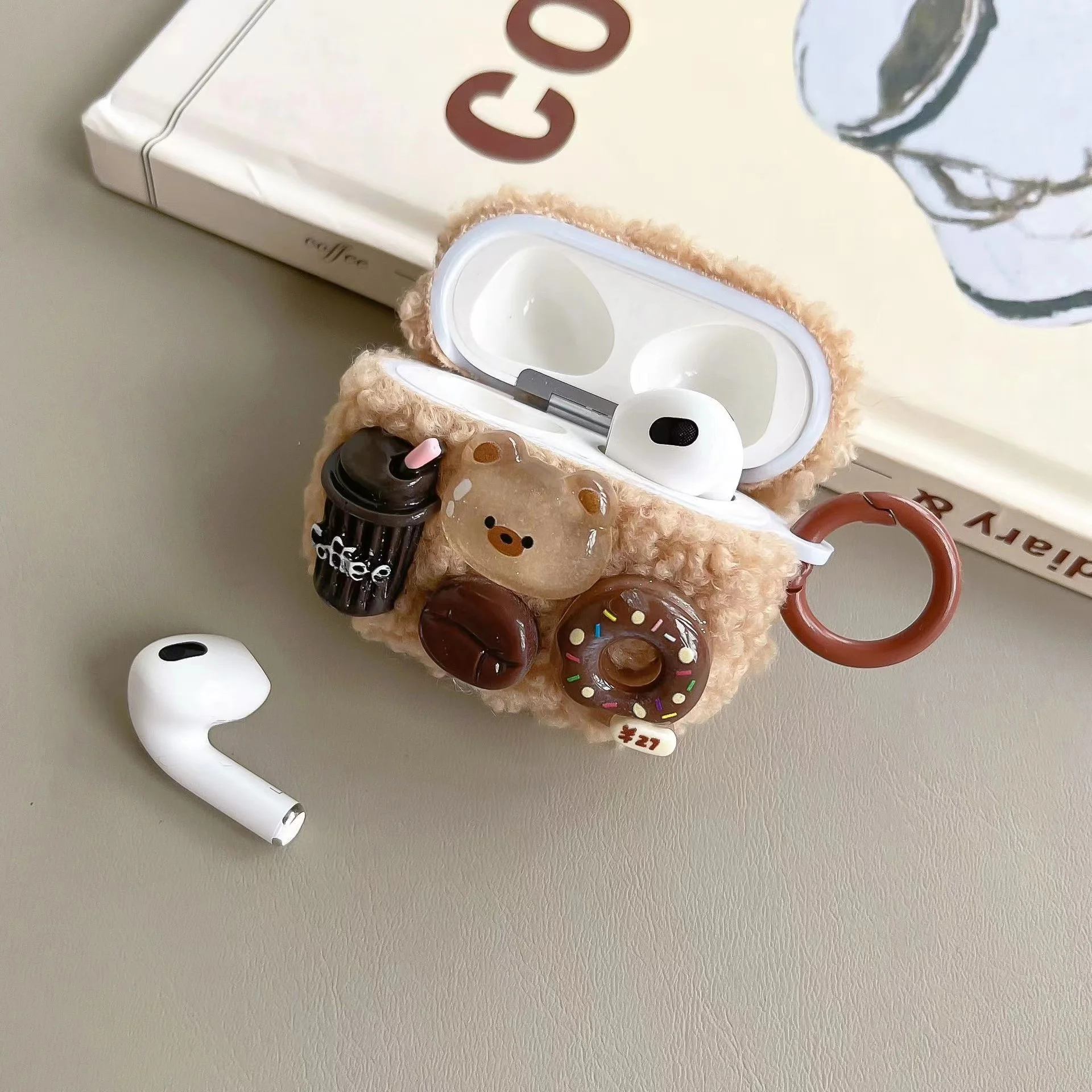 

Handmade Plush Coffee Piglet Airpods Case Bluetooth Earphone Protector Apple Airpods Pro 1 2 3 Charging Bin Silicone Protective