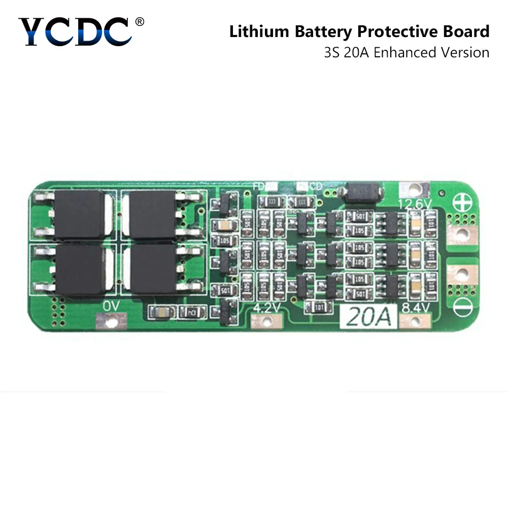 

Защитная плата зарядного устройства для литий-ионной, литиевой батареи 18650 YCDC 3S 20A PCB BMS 12,6 V защитный модуль для зарядки ячеек случайный цвет