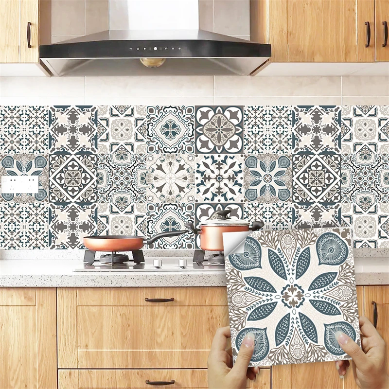 

10pcs Mandala Pattern Matte Tile Floor Wall Sticker Home Accessories Wallpaper Kitchen Bathroom Pegatinas Paredes Decoración New