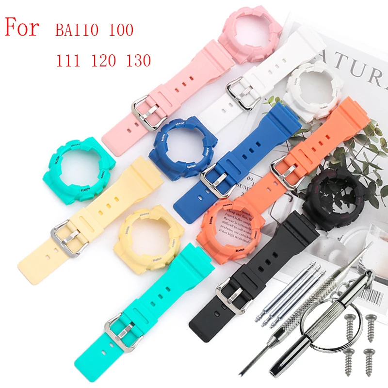 Resin strap watch case  Suitable for casio BABY female money BA-110-G sc RG BE PL GA 120 130 112 lady strap watch accessories