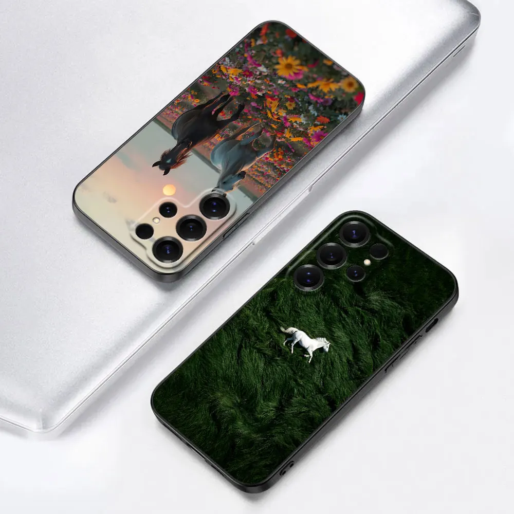 Фото Чехол Steed Flower Field Horse для Samsung Galaxy Note 20 Ultra 5G 10 Plus 9, черный, из ТПУ, для телефонов M12 J6 Plus J7 J8 J5 Prime №4