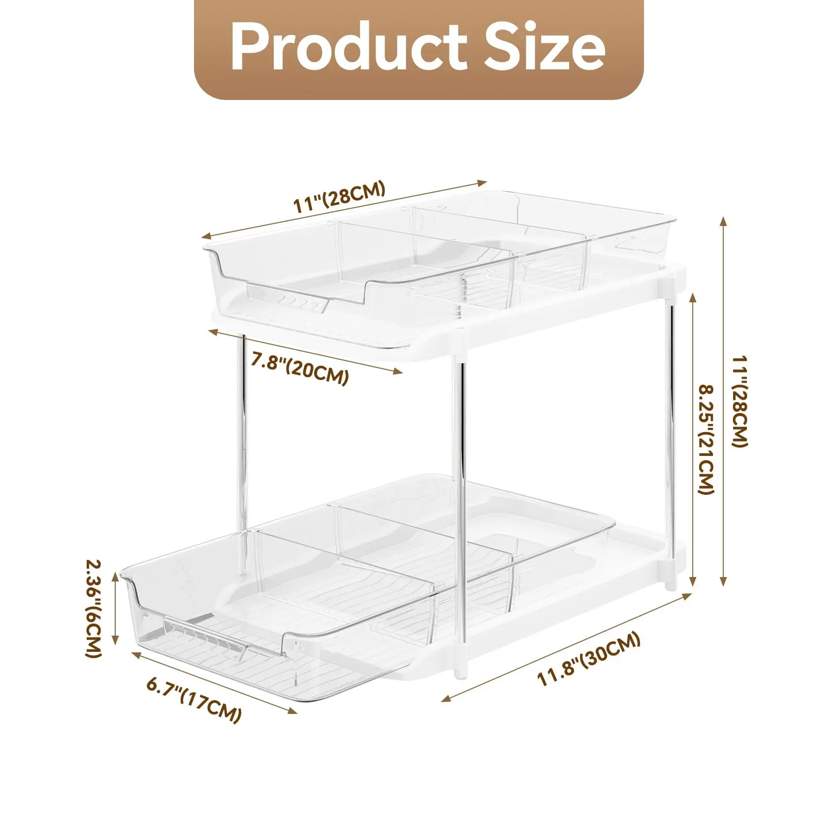 2-уровневая Кухонная Полка Для Специй Акриловая Хранения С Держателем Бутылок И