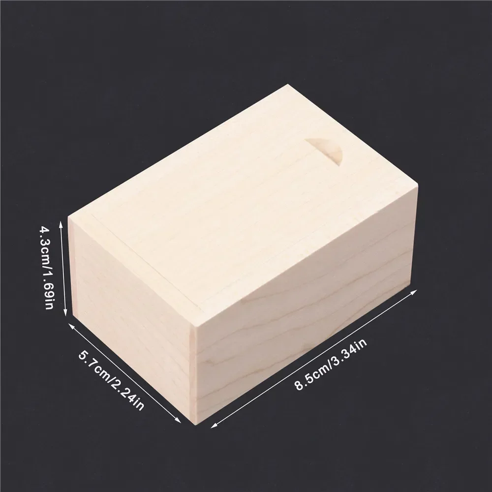 Wooden Storage Box Log Drawer Maple Pull-Out Sliding Cover Wood Jewelry Organizer Case Earring Container DIY Rectangle