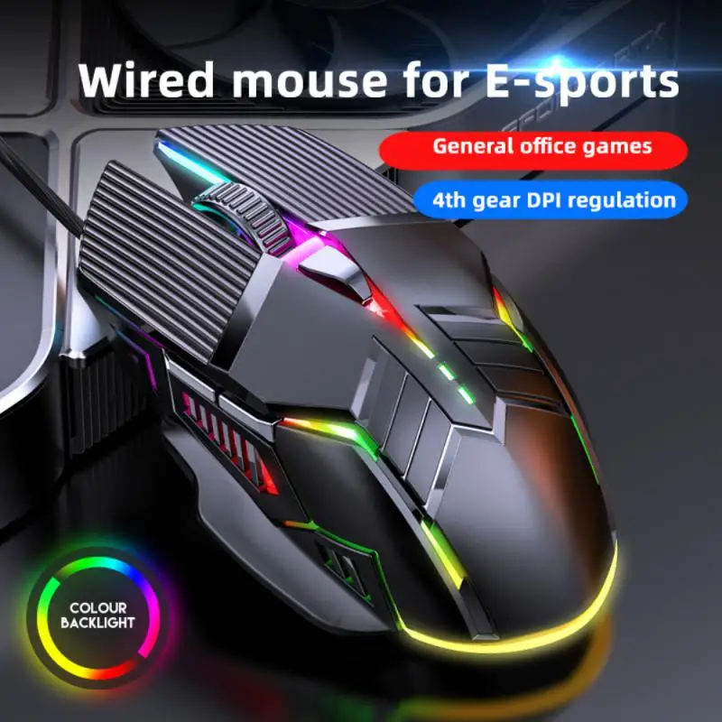 

Universal 3200 Dpi Usb Wired Rgb Gaming Mouse Mute Luminous Mute Mouse 6 Key Ergonomics Office Game Mouse Computer Accessories