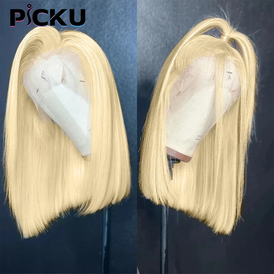 

613 Honey Blonde Bob Color Straight 13x4 Transparent Lace Frontal Human Hair Wig Brazilian Remy Short Bob Lace Wigs For Women