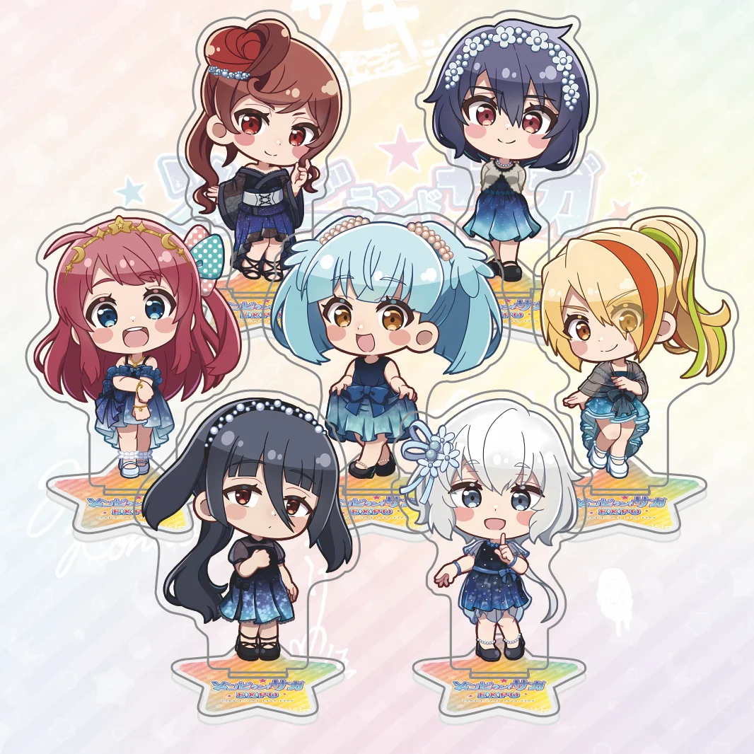 Фото Акриловая фигурка-стенд по аниме Zombie Land Saga: Starry Dress Chibi, настольная подставка, коллекционный брелок с девушкой Франчучу №1