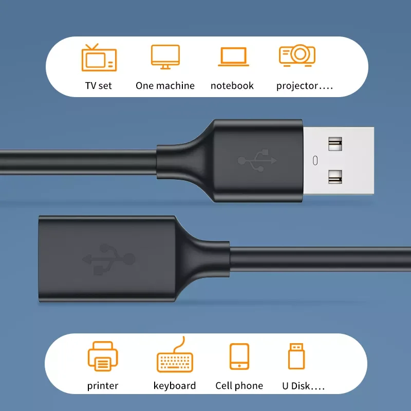 

Extension Cable USB 2.0 Extension Cable Male To Female Data Cable Suitable for PC TV USB Mobile Hard Disk Cable