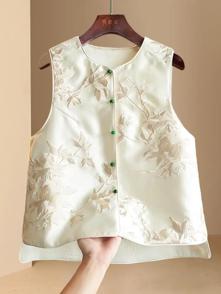 Embroidery Outerwear Vest Spring and Autumn 2024 New Waistcoat Winter Chinese Sle Women clothes Nationa...
