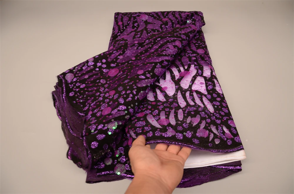 

2022High Quality African Nigerian Tulle Lace Fabric Embroidery Party Dress Sequins French Guipure Fabric For Sewing 5yard