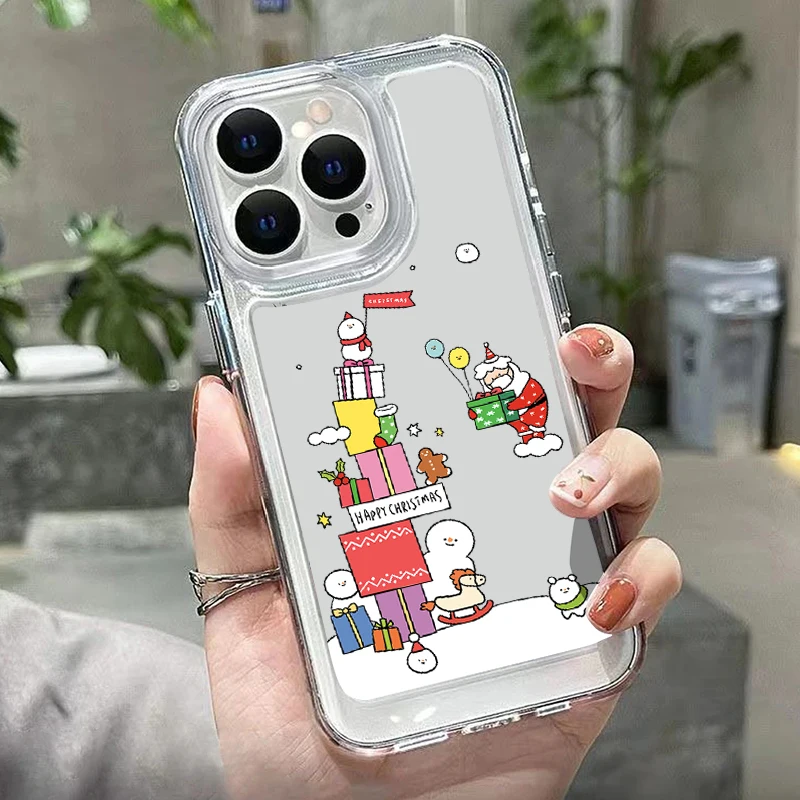 Прозрачный чехол для телефона с Рождеством iPhone 15 16 Pro Max 14 Plus 13 12 11 7 8 XR X XS мягкий