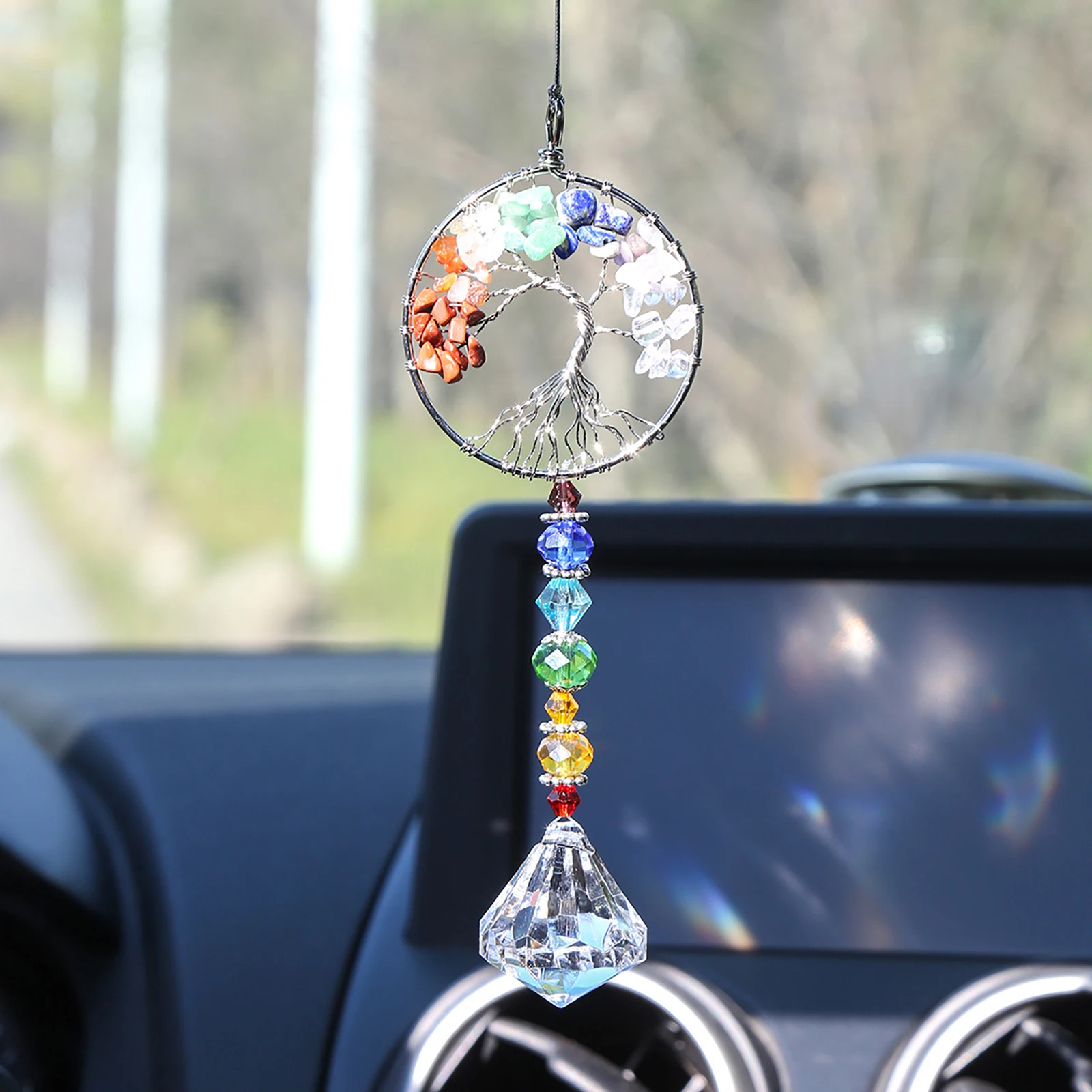 

Suncatchers Crystal Tree & Life Pendant Rainbow Maker Heart Decor Colorful Beads Window Hanging Ornament for Garden Car Charms