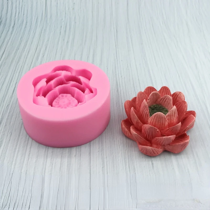 

Lotus Fondant Baking Silicone Mold Handmade Soap Candle Drop Glue Plaster Mold DIY Crafts Baking Decoration
