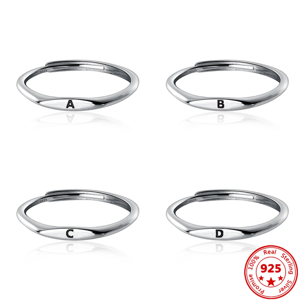 

2023 реальное 100% искусственное серебряное Открытое кольцо с 26 буквами и именем для женщин, очаровательные кольца на палец, свадебные украшения, праздничный подарок