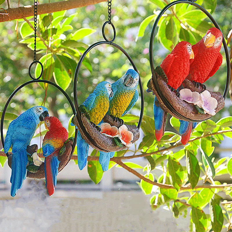 

Полимерный попугай, подвеска, железное кольцо, подвесная статуя попугая, подвесное украшение на дерево, украшение для попугая