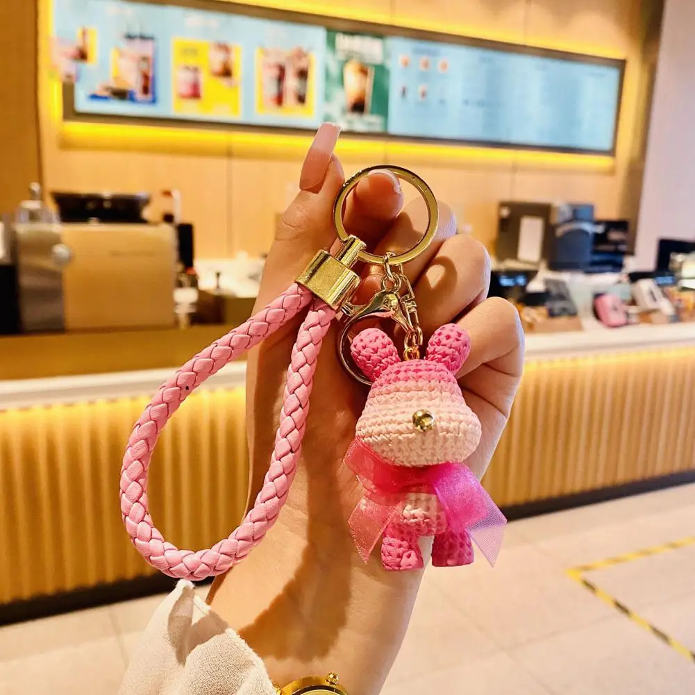 

Adorable with Wrist String Bunny Bag Pendant Rabbit Key Ring Fabric Store Keys