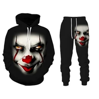 autumn hoodiepants 3d demon clown printed mens sweater set man sportswear long sleeve tracksuit clothes suit fleece trousers