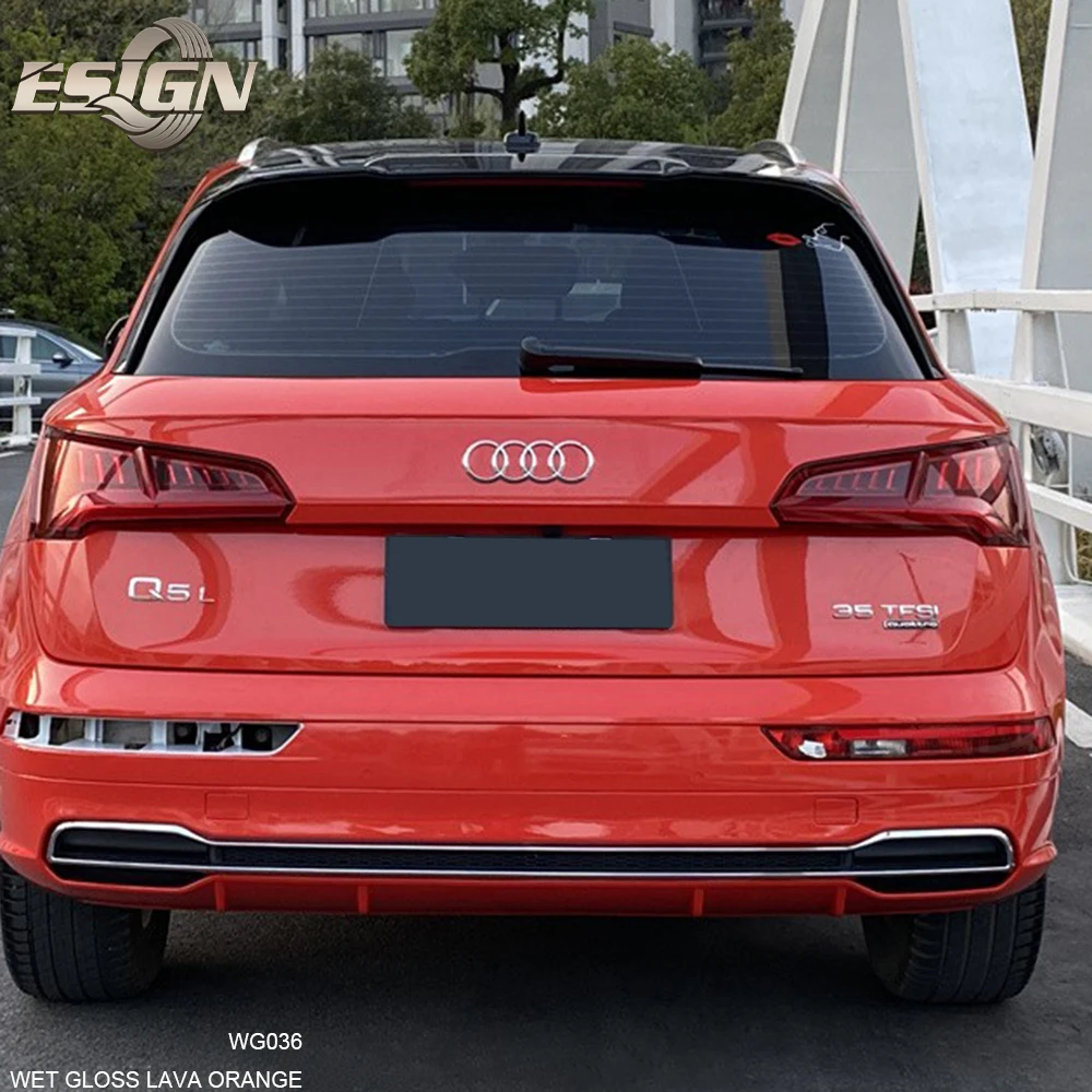 Фото CRYSTAL GLOSS LAVA ORANGE Высококачественная виниловая фольга для обертывания всего автомобиля Кристалл Высокоэластичный автомобильный чехол Защитная пленка №3