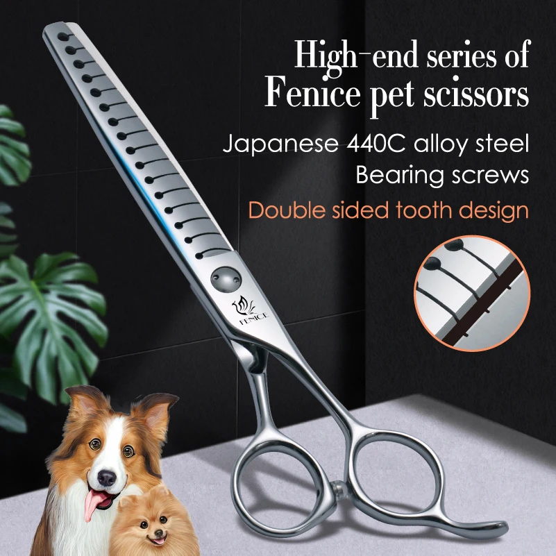 Fenice-tijeras profesionales para cortar el pelo de mascotas, 6,75 pulgadas, doble cara, 80%