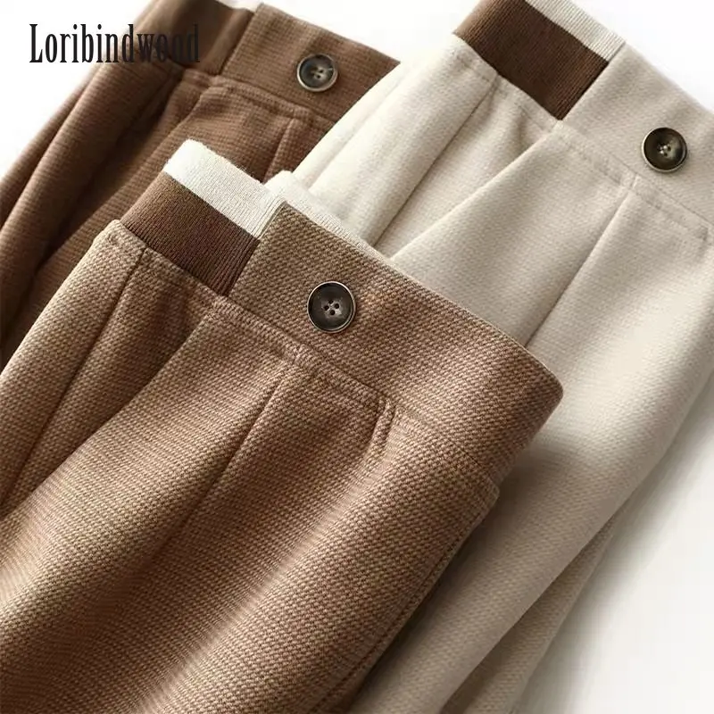 

Woolen Harlan Pants Women Fall Winter New Retro Casual Loose Straight Pants Thick High Waisted Suit Pants Smoke Pipe Pants