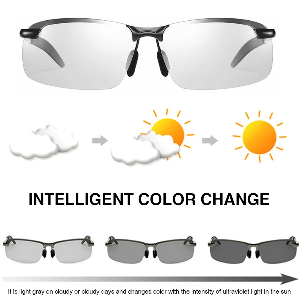 

Fashion UV Protection Polarized Glasses Men Outdoor Camping Day Night Vision Driving Eyewear Sports Photochromic Sunglasses