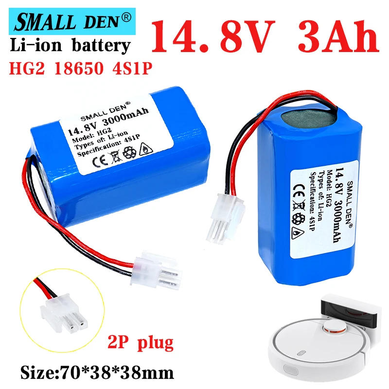 

14.8V3Ah lithium battery pack HG2 18650 4S1P rechargeable lithium ion battery sweeping robot vacuum cleaner battery built-in BMS