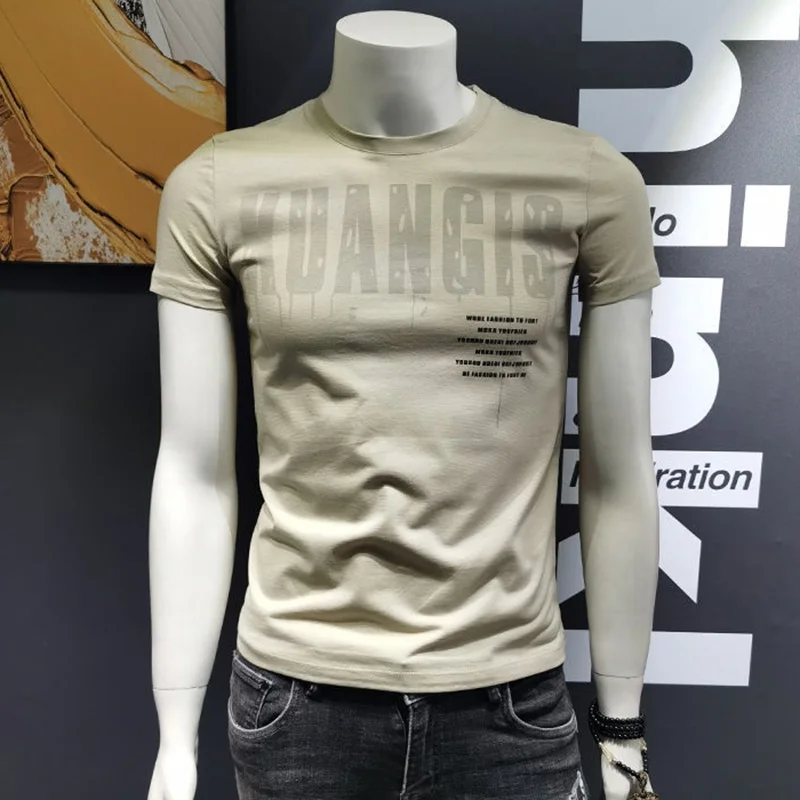 

Fashion O-Neck Loose Printed Letter T-Shirt Men's Clothing 2023 Summer New Casual Pullovers Tops Short Sleeve Korean Tee Shirt