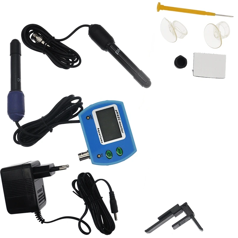 

1 Piece 2 In 1 PH / EC Meter Multi-Parameter Water Quality Monitor Acidometer For Aquarium EU Plug