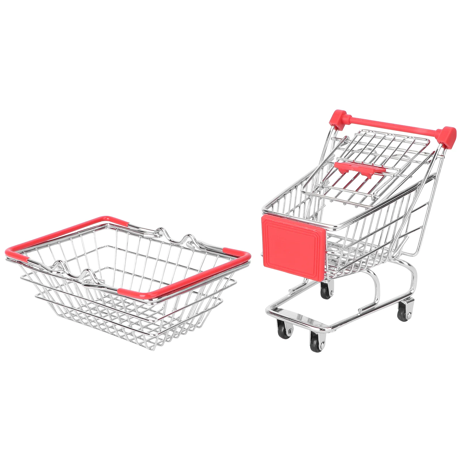 

2pcs Shopping Pretend Play Iron Fruit Holder Carts Miniature Shopping Trolley Shopping Cart Miniature Fries Serving Basket